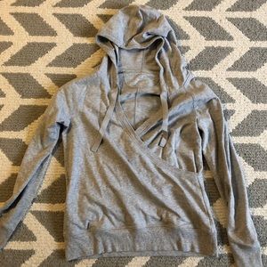Gray wrap hooded sweater